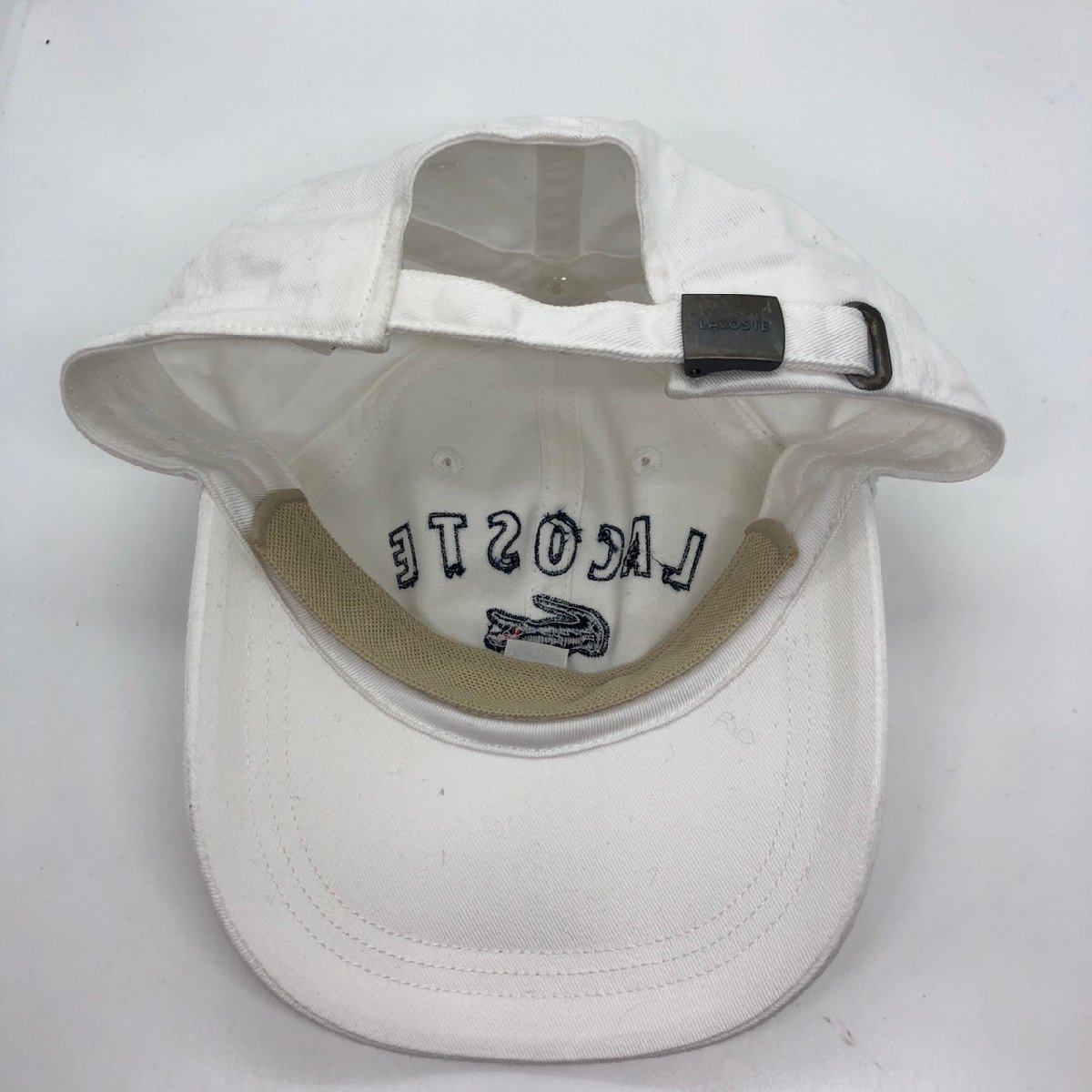 USED LACOSTE ラコステ FAIRPLAY キャップ CAP L3502 23S00 White ホワイト ワニ コットン 帽子 刺繍 ロゴ ローキャップ ユニセックス_画像7