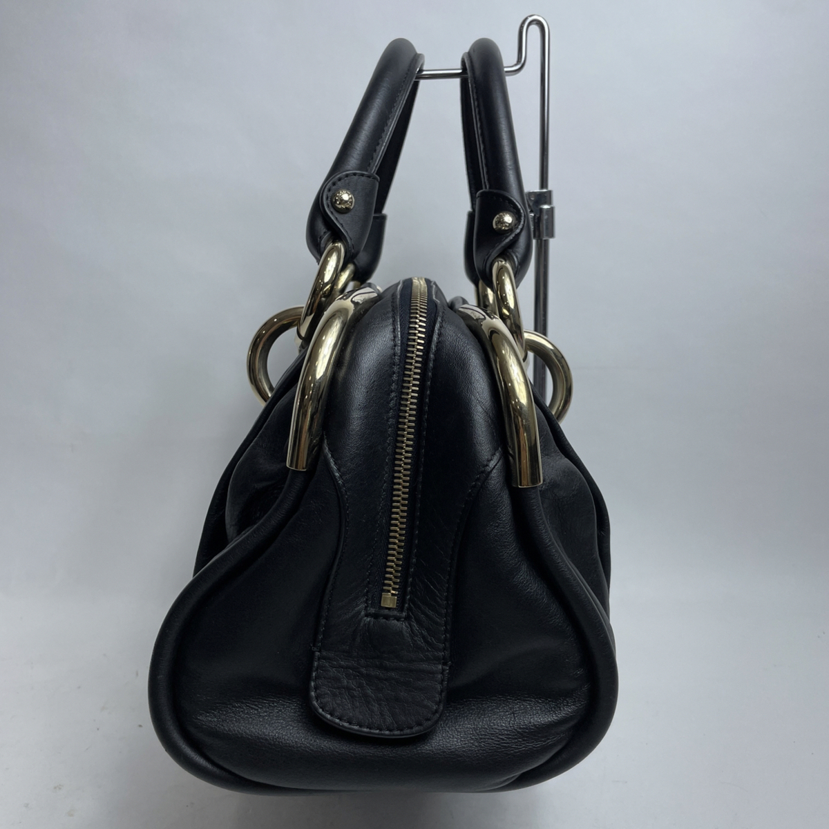 USED BALLY バリー ハンドバッグ ブラック×ゴールド金具 レザー レディース ボストンバッグ bag 鞄_画像3