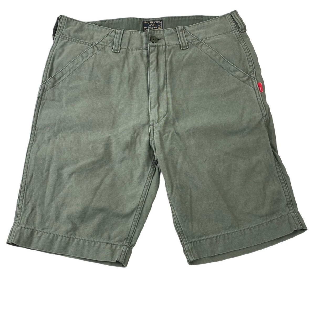 USED WTAPS BUDS SHORTS COTTON SATIN ショートコットン パンツ SIZE 1 カジュアル メンズ サイズ1 カーキ系 日本製 メンズ 短パン_WTAPS BUDS SHORTS COTTON SATIN SIZE 1