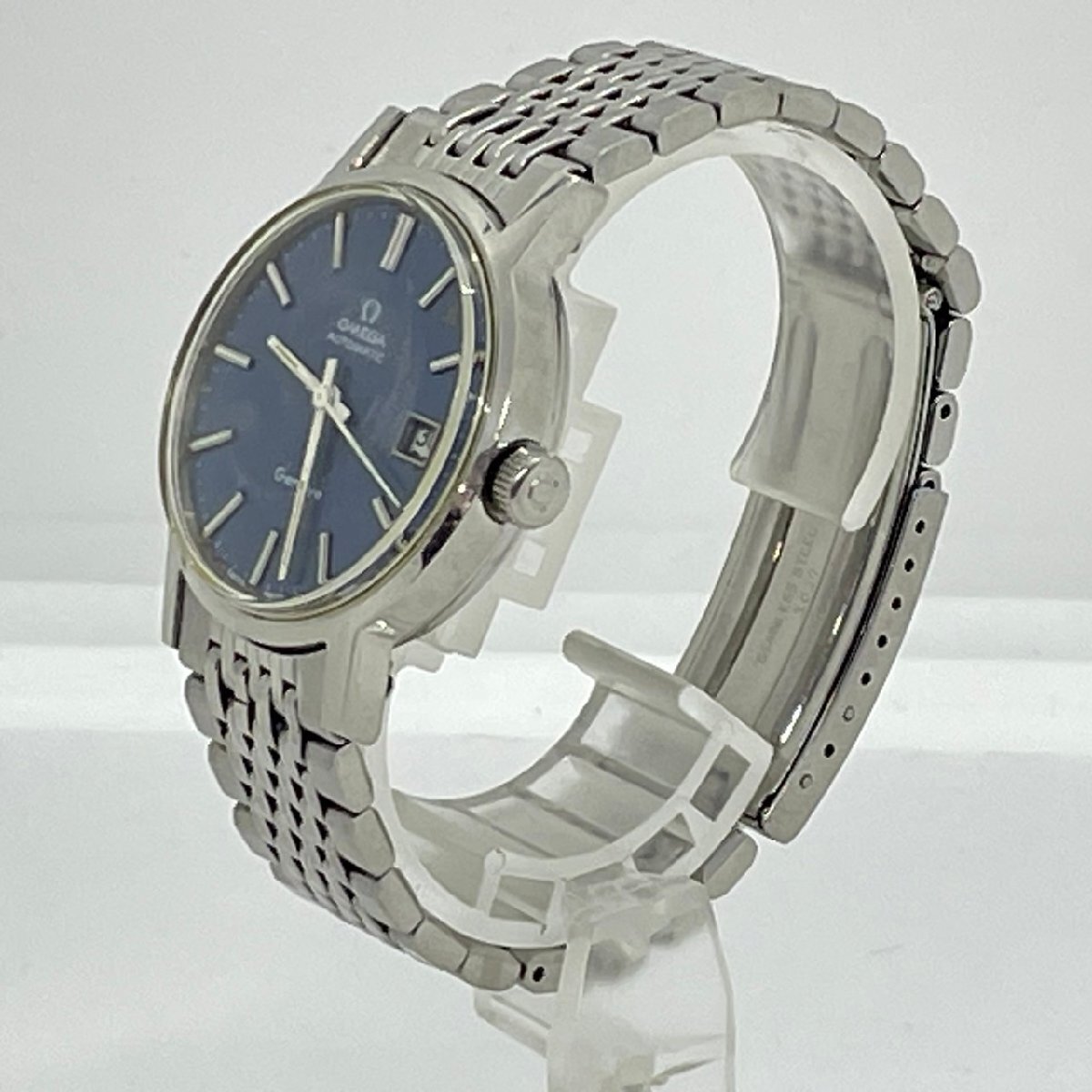 USED OMEGA オメガ ジュネーブ 腕時計 自動巻き デイト 3針 アナログ SS シルバー×ネイビー文字盤 メンズ腕時計 Geneve AUTOMATIC 稼働品の画像2