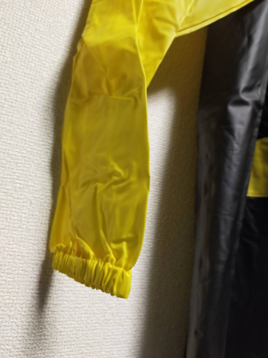 イエローブラック ビニール合羽 レインスーツ レインコート 上下セット 黄色黒色の画像7