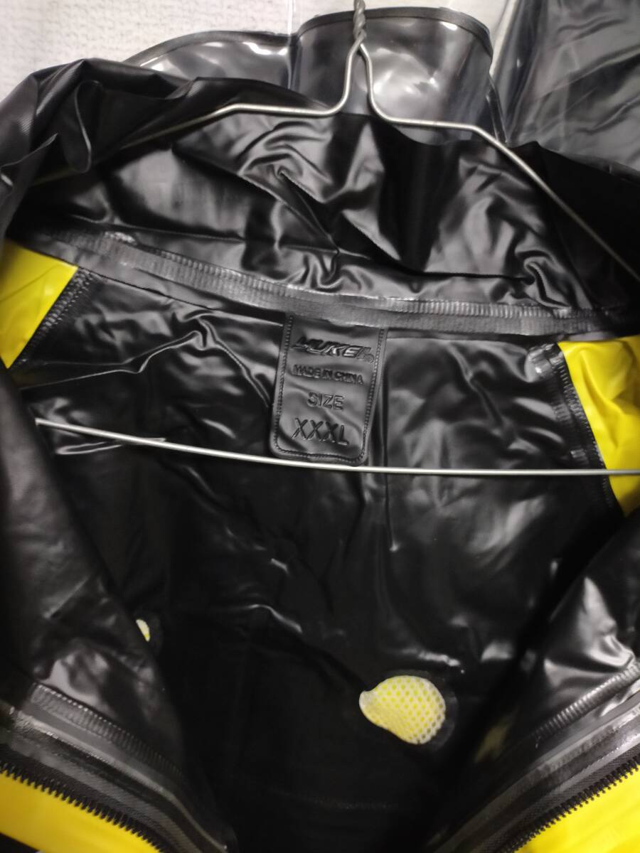 イエローブラック ビニール合羽 レインスーツ レインコート 上下セット 黄色黒色の画像2