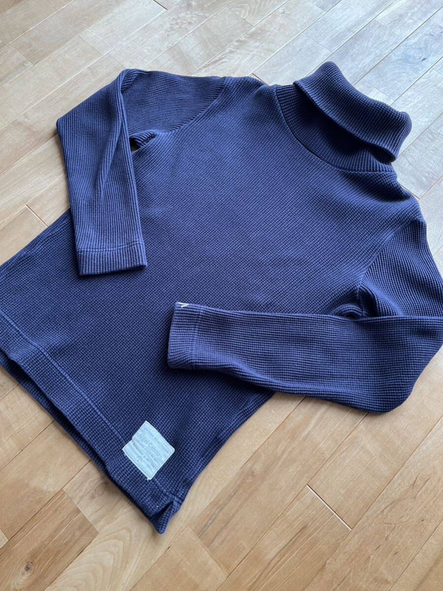 Nigel Cabourn ナイジェルケーボン TURTLE NECK WAFFLE タートルネックワッフル サイズ46 ネイビー_画像2