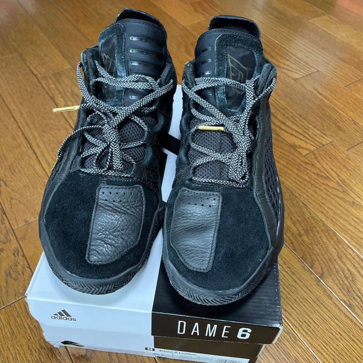 【中古】adidas DAME 6 Black Leather/ 26.5cm(27.0cm相当) /アディダス デイム6_画像1