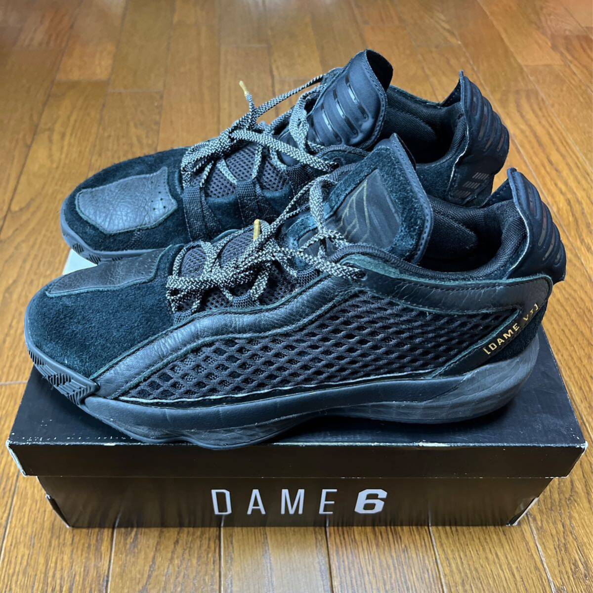 【中古】adidas DAME 6 Black Leather/ 26.5cm(27.0cm相当) /アディダス デイム6_画像2