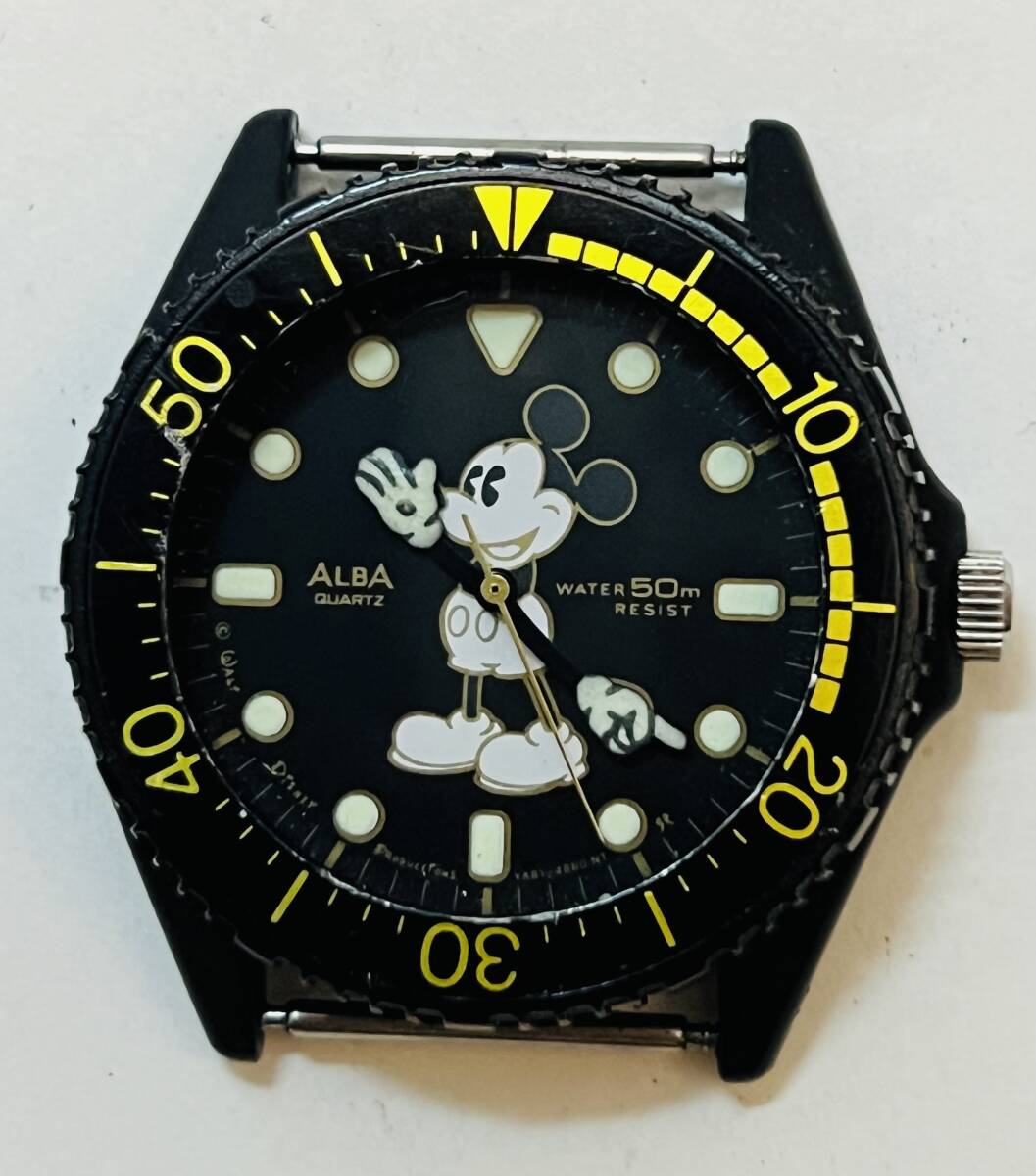 動作未確認 SEIKO セイコー ALBA アルバ ディズニー ミッキー クォーツ 時計 Y481-0930 腕時計 フェイスのみの画像1