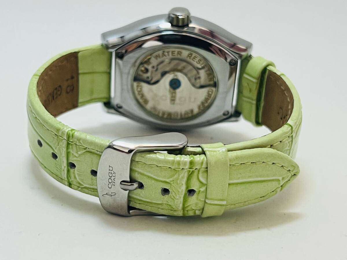  operation COGU Cogu reverse side skeleton men's lady's light green wristwatch self-winding watch AT 