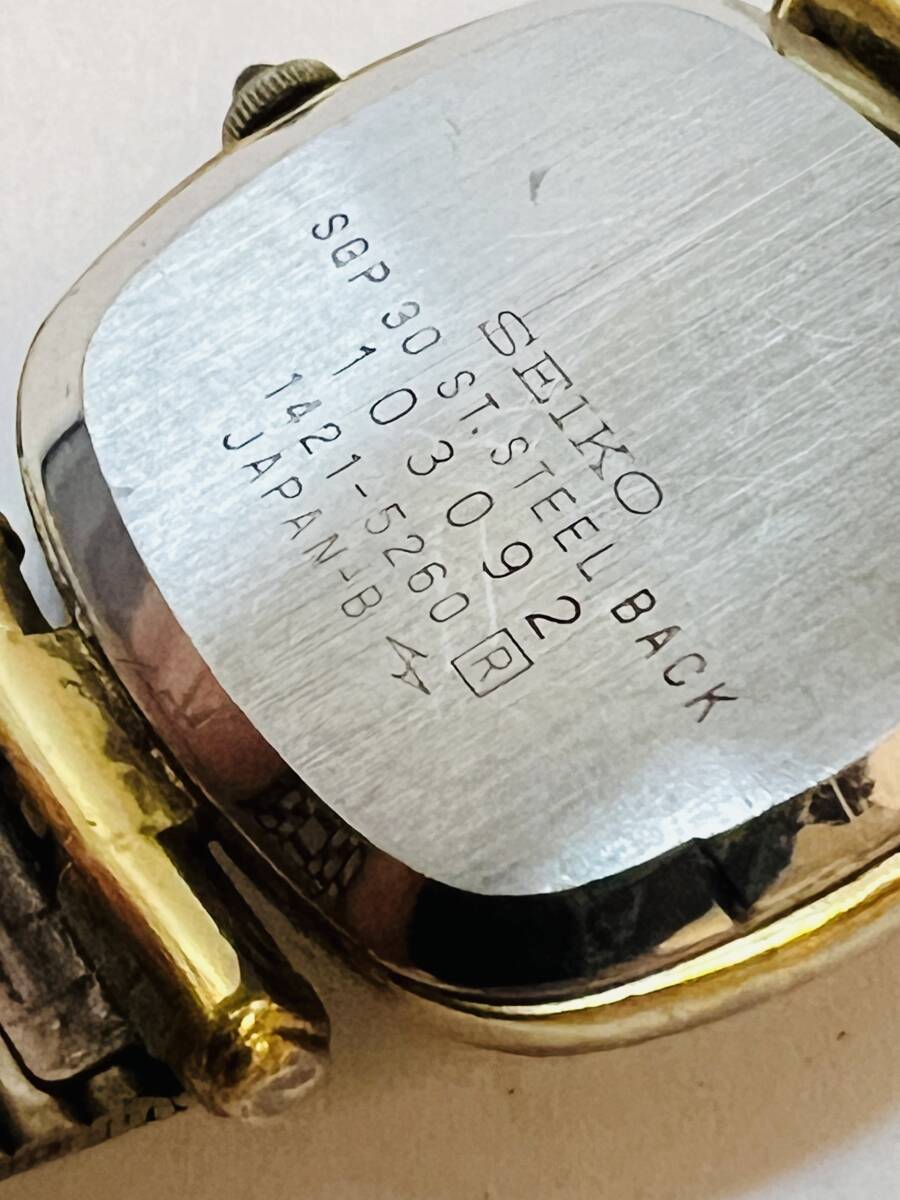 動作未確認 SEIKO セイコー エクセリーヌ レディース 腕時計 1421-5260 ゴールド 文字盤 SS アナログ クォーツの画像5
