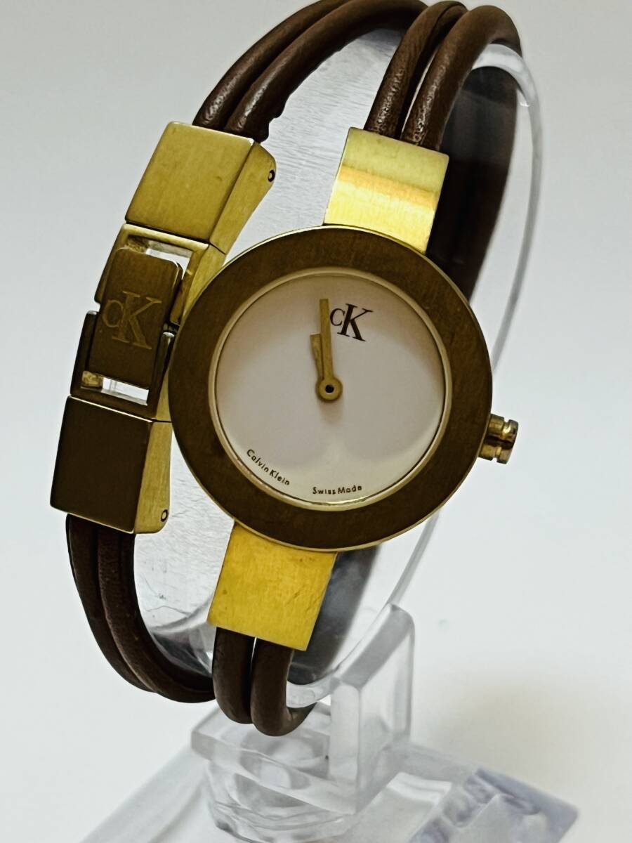 動作未確認 Calvin Klein CK カルバンクライン K6122 レディース 腕時計 革ベルトの画像1