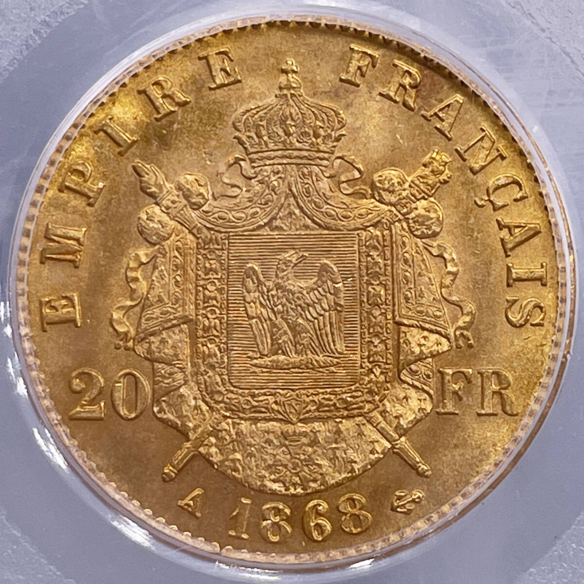 ★王道のナポレオン3世 有冠★ MS64 1868 TOP4 フランス 20フラン 金貨 PCGS パリ アンティーク コイン 硬貨 貨幣 世界コイン 投資 NGC