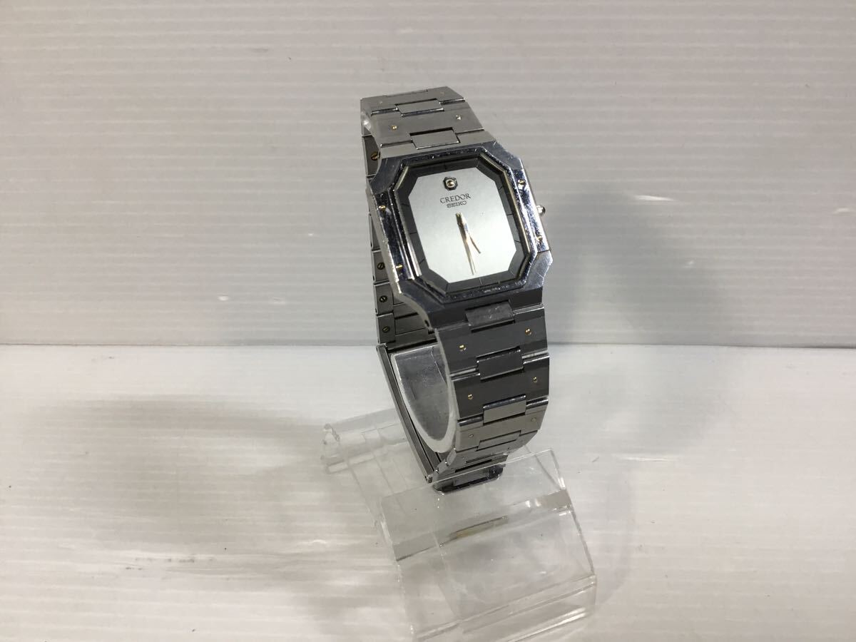 [K-2024]SEIKO セイコー CREDOR クレドール★9300-5050 スクエア SS 2針☆グレー文字盤 メンズ 腕時計♪クォーツ 稼働品 売り切り!!_画像1