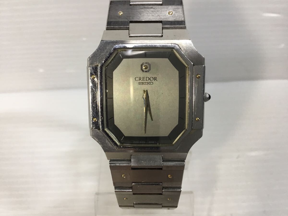 [K-2024]SEIKO セイコー CREDOR クレドール★9300-5050 スクエア SS 2針☆グレー文字盤 メンズ 腕時計♪クォーツ 稼働品 売り切り!!_画像2