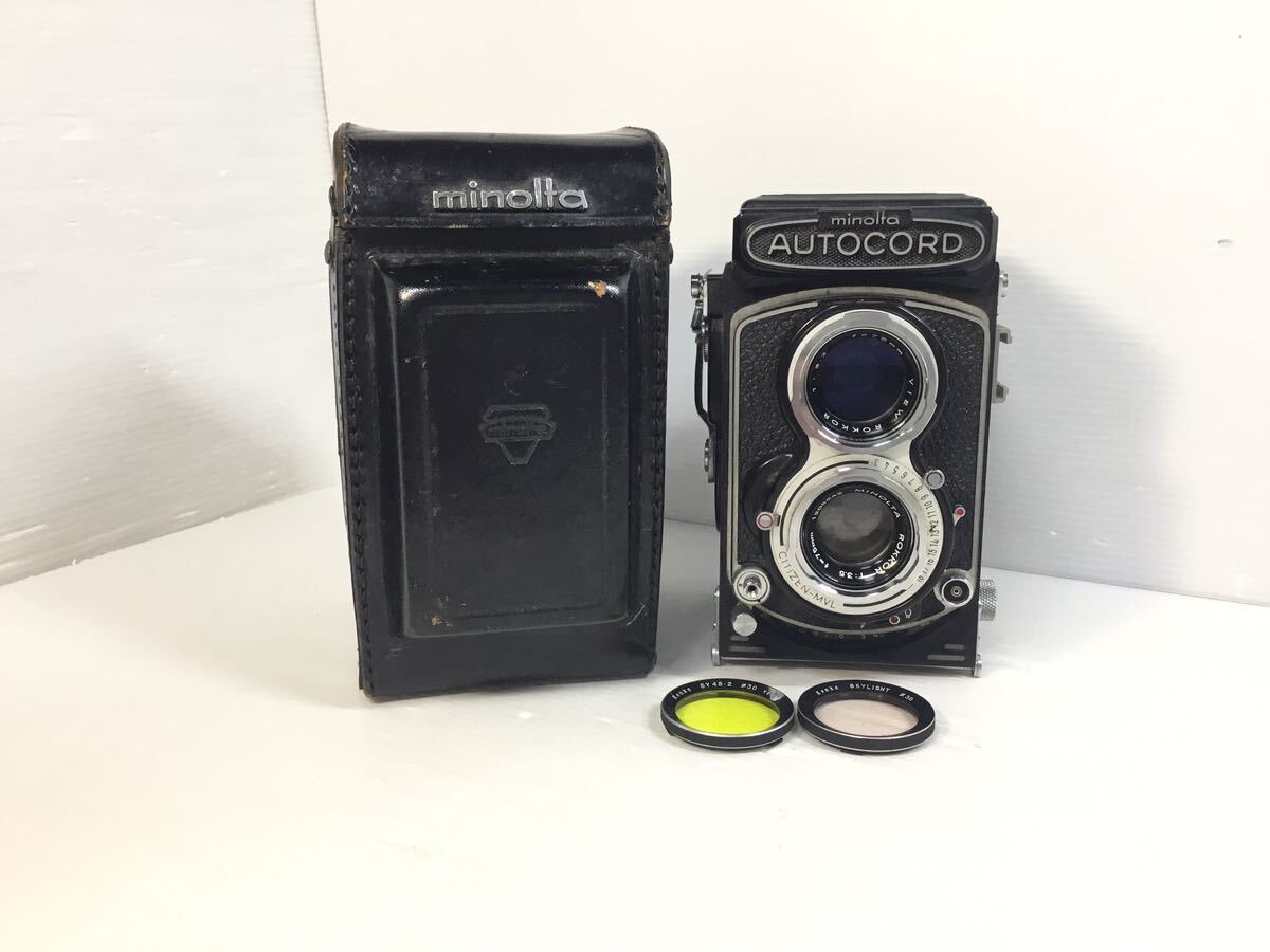 [K-2024]minolta AUTOCORD 二眼レフカメラ☆後期型ネームプレート シャッターOK★昭和レトロ フィルムカメラ♪ミノルタ 1円スタート!!