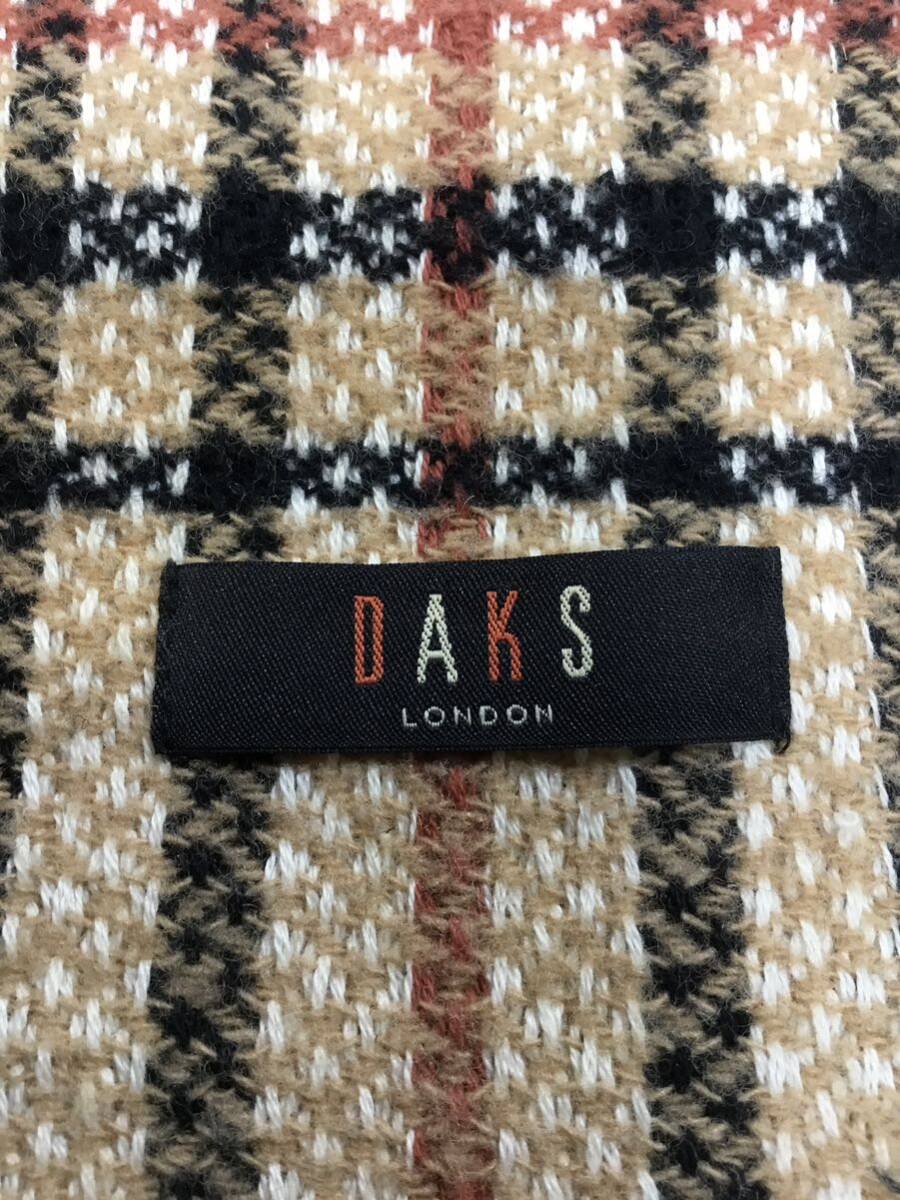 [K-2024]DAKS LONDON 日本製 ストール★ブランケット チェック ウール100%☆70×120cm(房込み)マフラーにも 売り切り♪_画像3