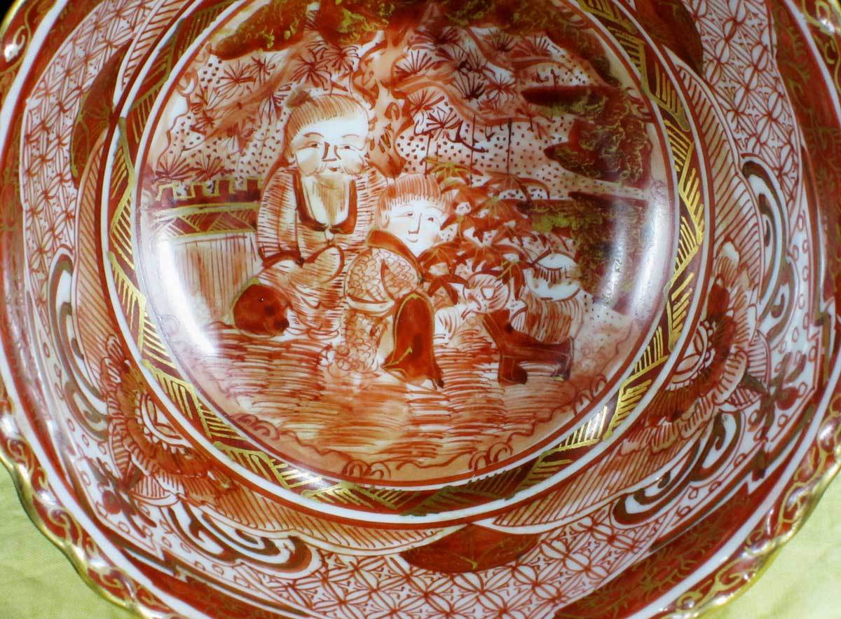 宮本屋 九谷窯 赤絵鉢 径１６.５×高１０cm