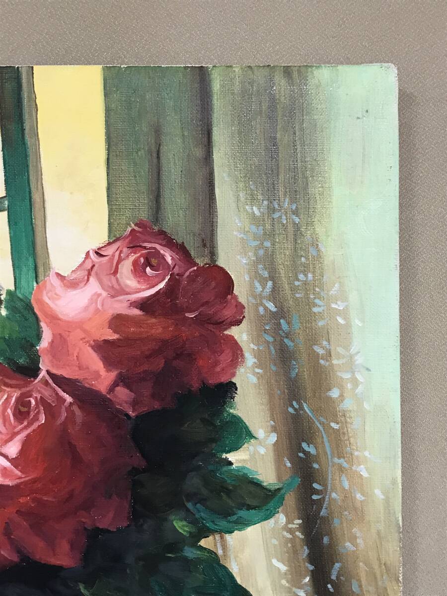 Yahoo!オークション - 真作 肉筆油絵 田崎順平 窓辺のバラ 10F 未使用