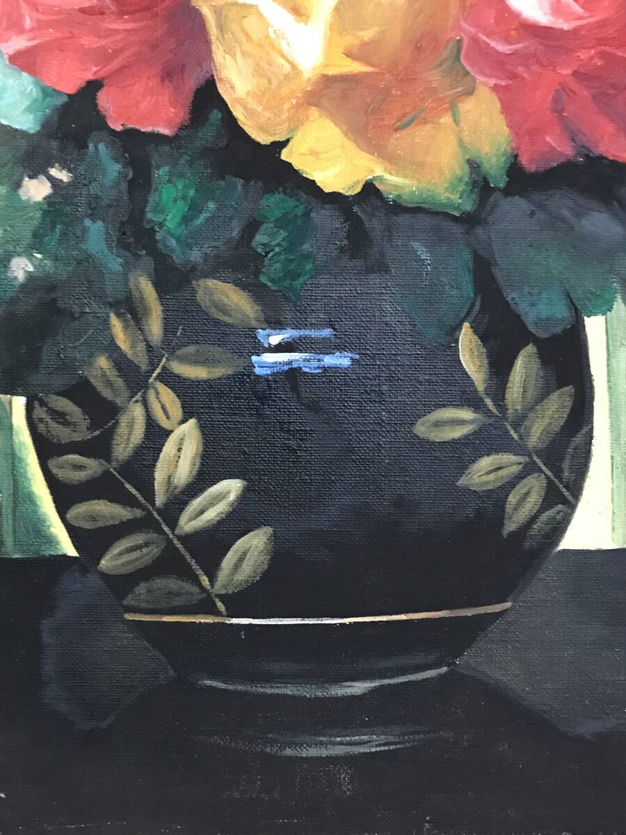 Yahoo!オークション - 真作 肉筆油絵 田崎順平 窓辺のバラ 10F 未使用