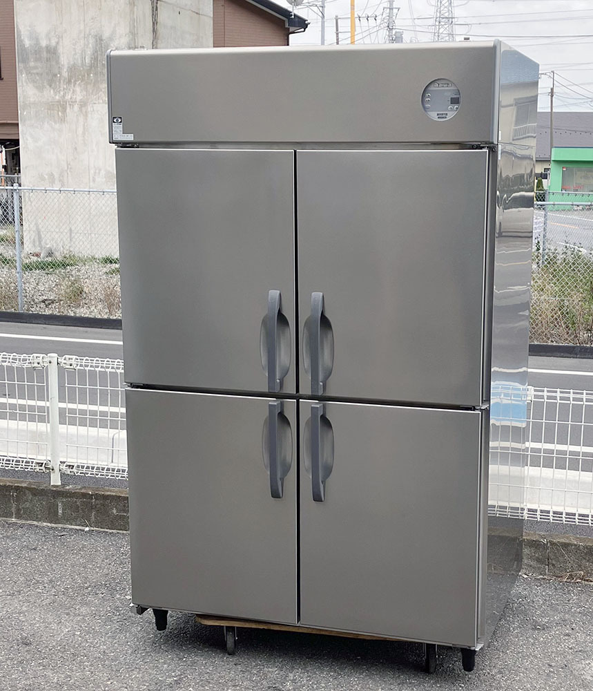 2019年製 大和冷機 縦型冷凍庫 433SS-NP-EC 三相200V 4枚扉 ピラーレス 幅1200 奥行800 インバータ エコ蔵くん ダイワ