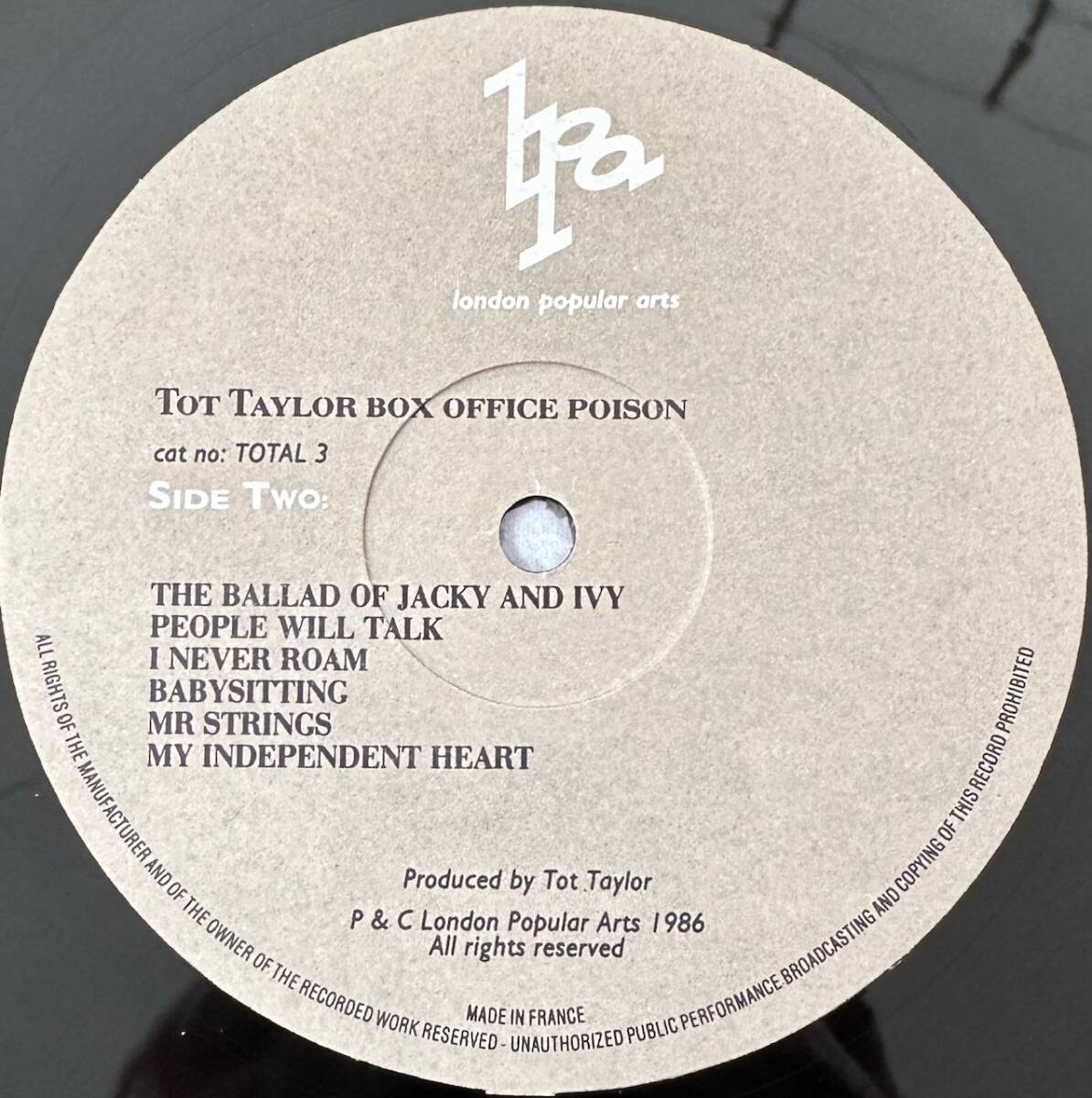 ■1986年 オリジナル U盤 新品 Tot Taylor - Box-Office Poison 12”LP TOTAL 3 London Popular Arts_画像5