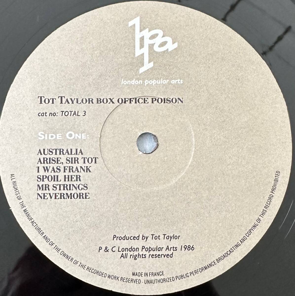 ■1986年 オリジナル U盤 新品 Tot Taylor - Box-Office Poison 12”LP TOTAL 3 London Popular Arts_画像4