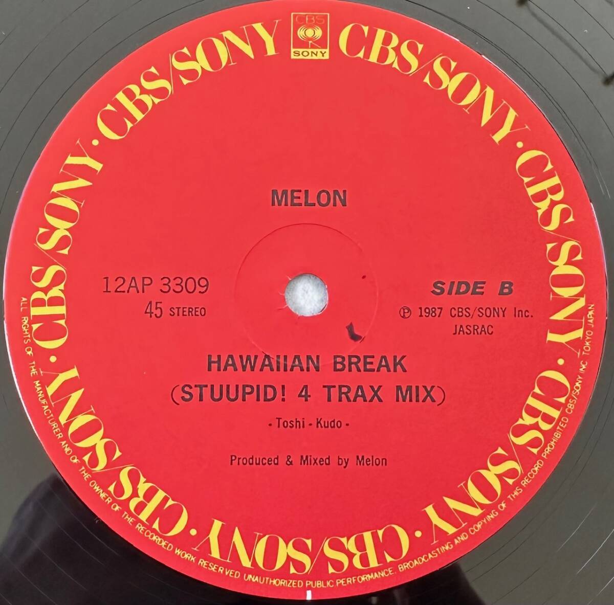 ■1987年 オリジナル 国内盤 MELON - HARDCORE HAWAIIAN (DEF JAM MIX) 12”EP 12AP 3309 CBS/SONY_画像4