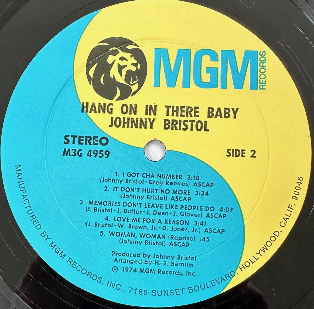 ■1974年 オリジナル US盤 Johnny Bristol - Hang On In There Baby 12”LP M3G 4959 MGM Records_画像4