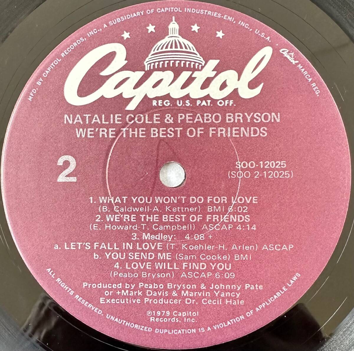 #1979 год оригинал US запись Natalie Cole & Peabo Bryson - We*re The Best Of Friends 12~LP SOO-12025 Capitol