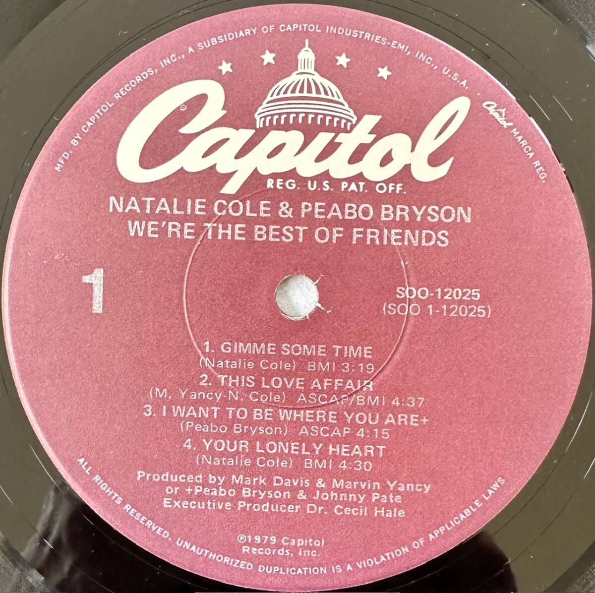 #1979 год оригинал US запись Natalie Cole & Peabo Bryson - We*re The Best Of Friends 12~LP SOO-12025 Capitol