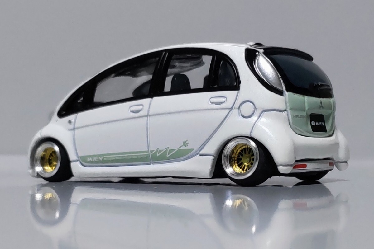 廃番 絶版 希少 リミテッド 1/58 三菱 i‐MiEV アイ ミーブ 改 EV車 深リム MST シャコタン ツライチ カスタム 改造 軽四 ローダウン(1/64)_画像4