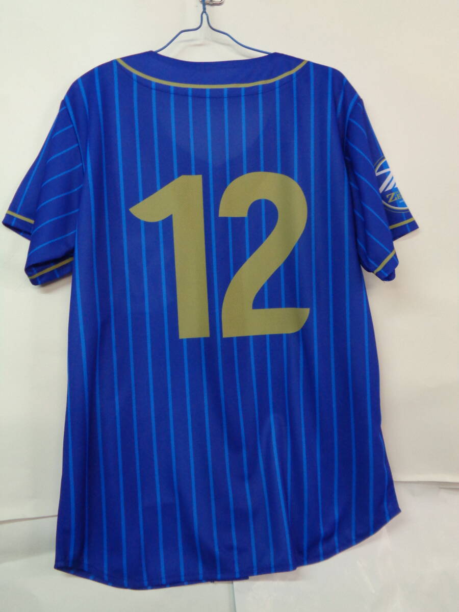 正規品中古★町田ゼルビア＃12★ベースボールシャツ 青 フリーサイズ（53-75の画像1