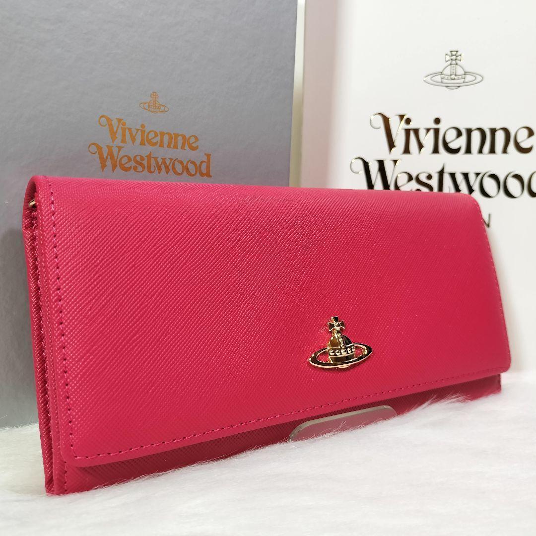 96新品 Vivienne Westwood 長財布 ピンク ラウンドファスナー