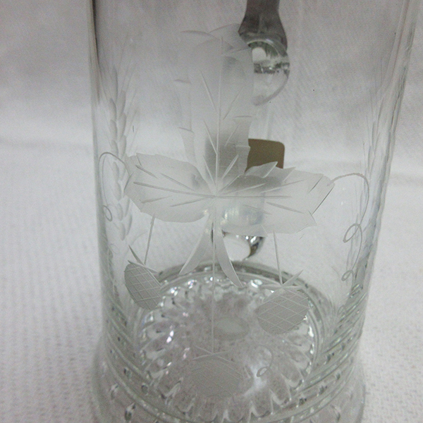 西ドイツ製■ERBO ZINN 蓋付き ビアマグ ビアカップ クリスタルガラス コップ マグカップ ヴィンテージ レトロ_画像3
