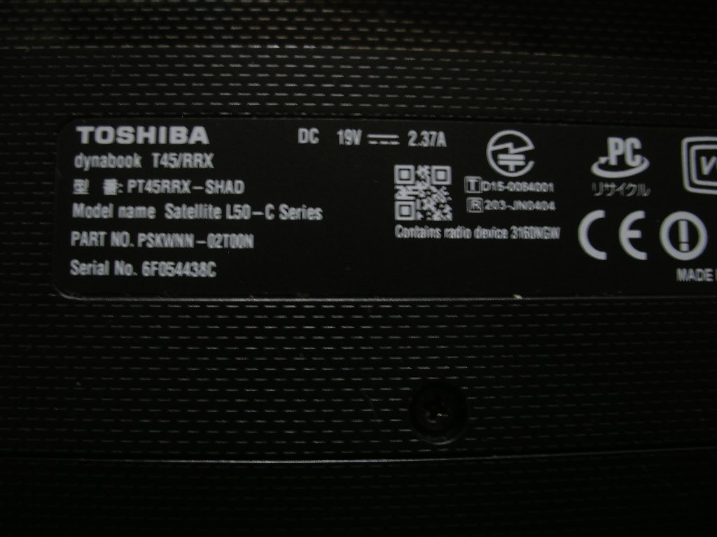★★TOSHIBA ノートパソコン dynabook T45/RRX Win11Pro / Celeron メモリ4GB / HDD160GB / 通電BIOS起動可 / ジャンク品_画像10