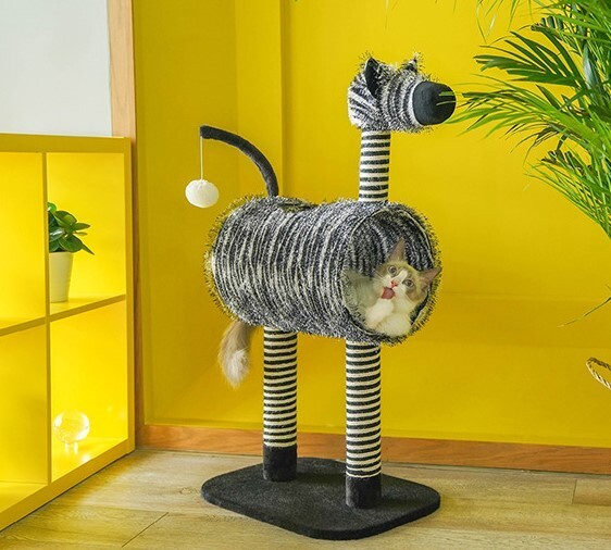 猫用 サイザル 木製 キャットタワー キャットツリー キャットランド 据え置き 木登りタワー 猫タワー 爪とぎ ネコ タワー シマウマ型
