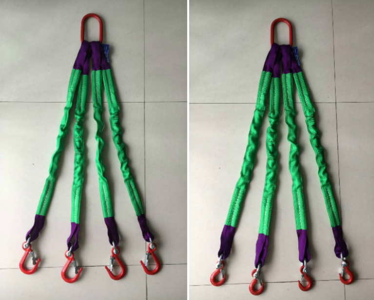 4本吊り ベルトスリング スリングベルト 作業用 荷吊り 合金鋼製フック付き リング付き ポリエステル製 1.5m 耐荷重3t ベルト幅5cm