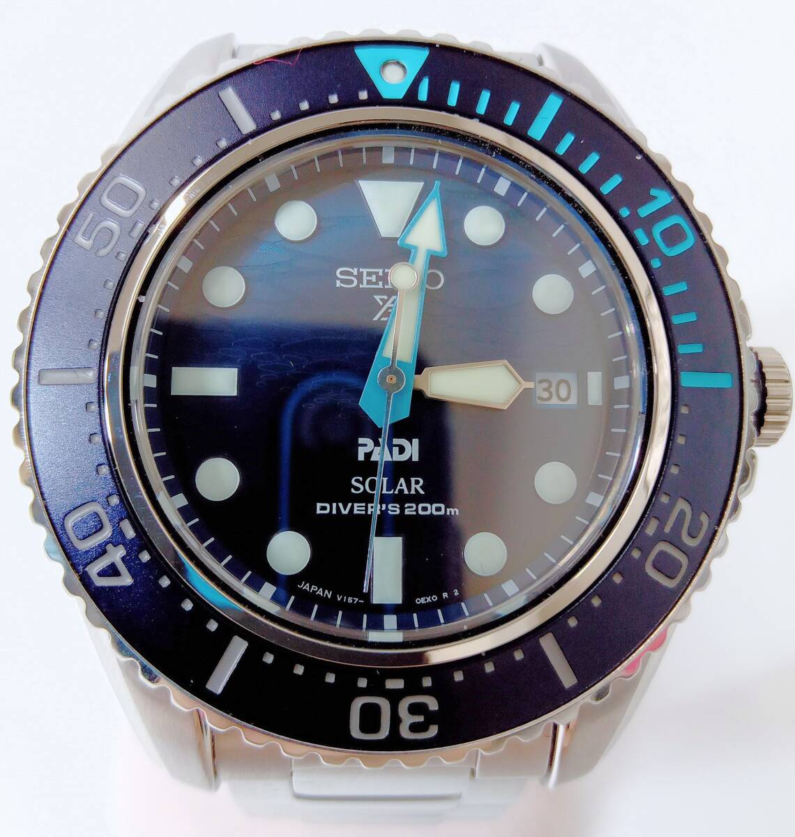 SEIKO　PROSPEX プロスペックス　PADI SBDJ057 V157-0DS0　200m ソーラー　デイト　ブルー文字盤　店舗受取可_画像1