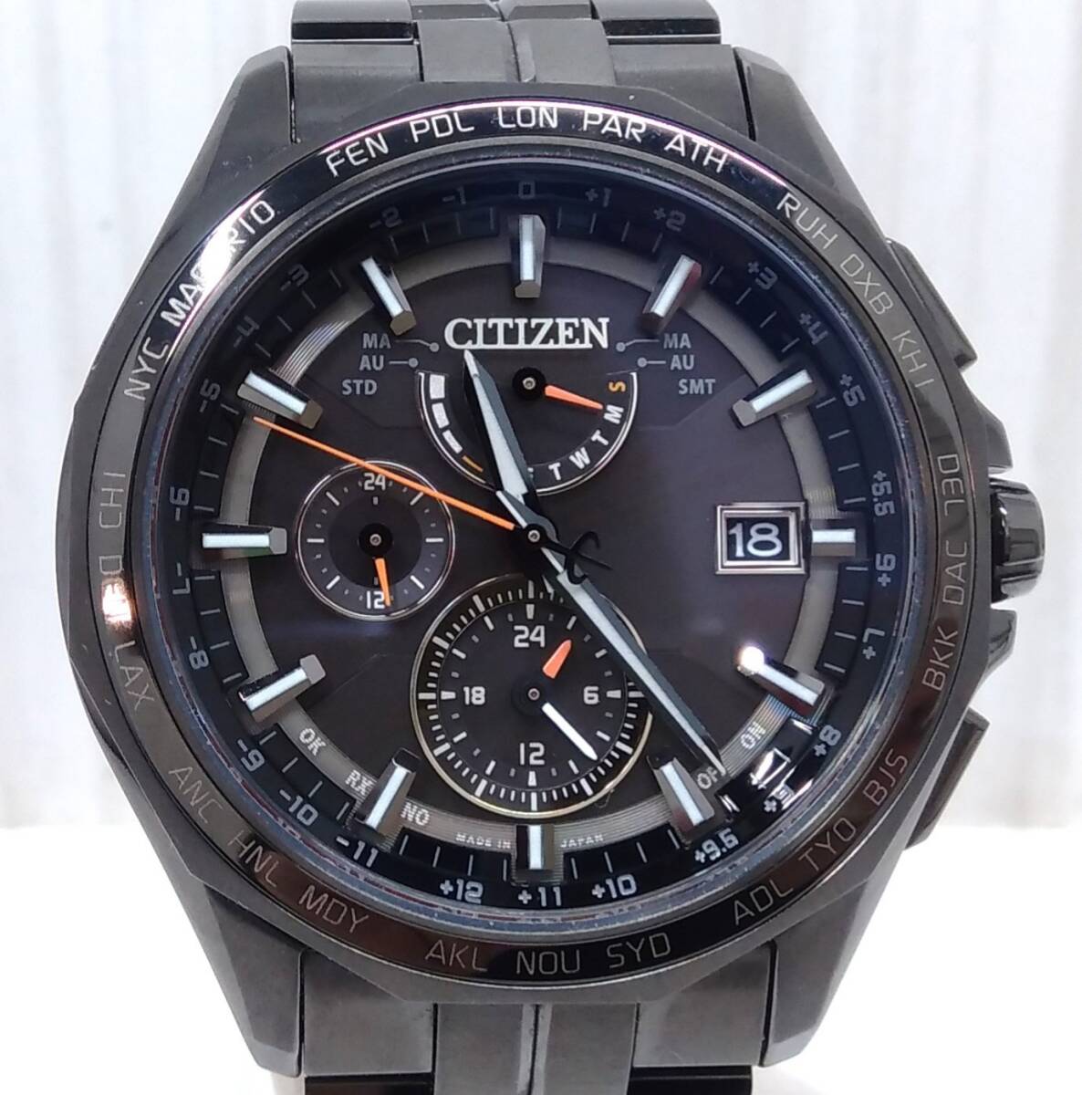 CITIZEN シチズン アテッサ AT9097-54E H820-T023991／9N10***** エコドライブ ブラックチタン ソーラー電波 腕時計 箱・取説あり_画像1