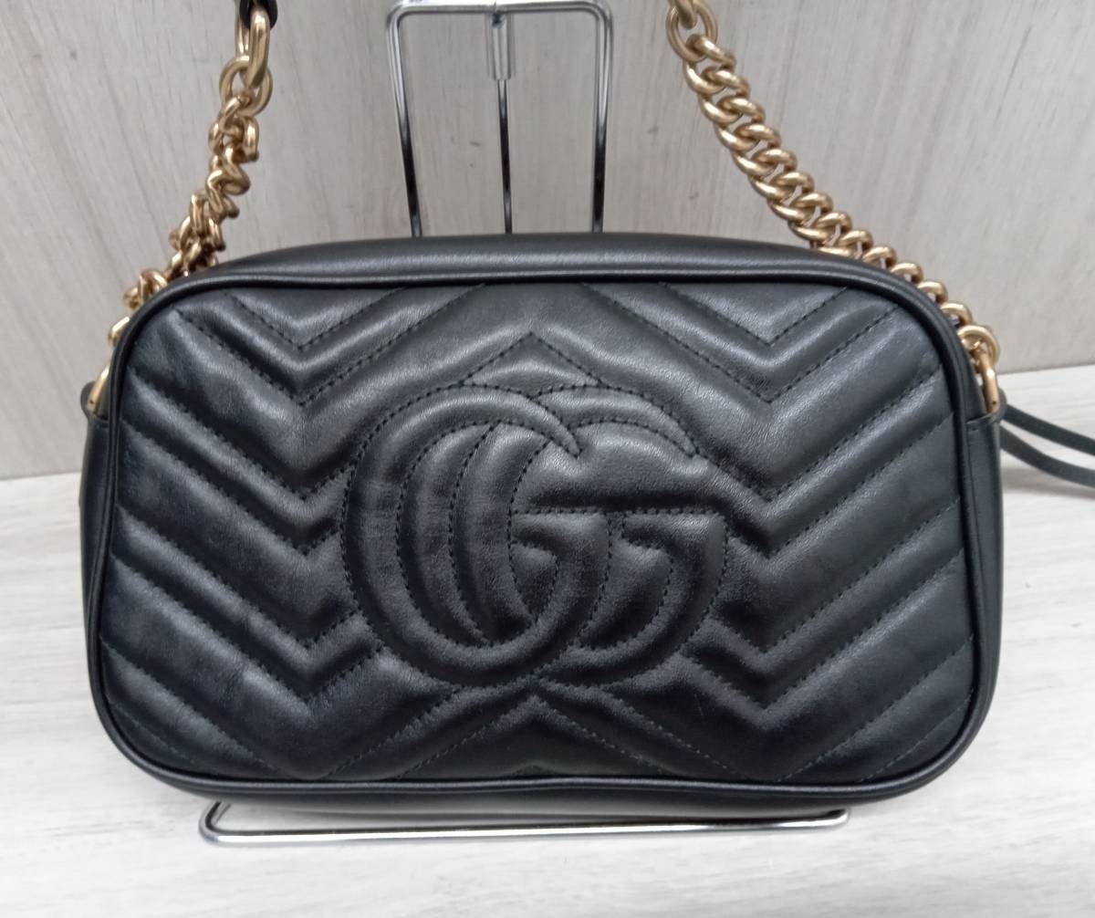 GUCCI GGマーモント キルティング スモール447632 520981 ショルダーバッグ ブラック_画像2