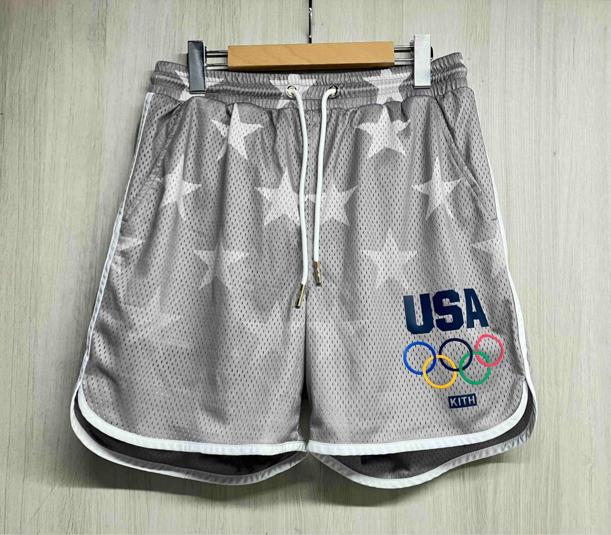 KITH for Team USA Stars Jordan Mesh Short Kiss сетка шорты шорты полиэстер серый легкий брюки 