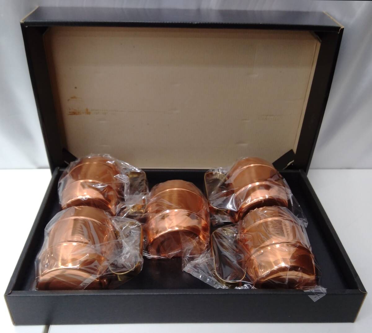 未使用品 銅製 コップ マグカップ ジョッキ グラス 5客セット 茶色系 ブラウン系の画像1