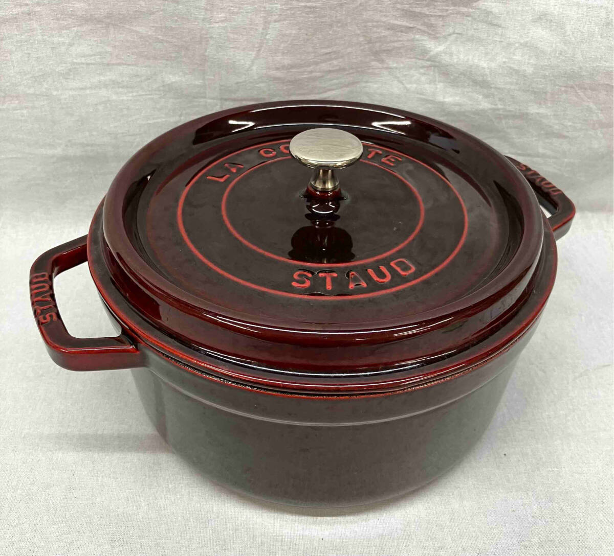 Staub LA COCOTTE ストゥブ ココット 両手鍋 鋳物 ホーロー鍋 ブラウン 調理器具 キッチン 使用感有 24cm フランス製