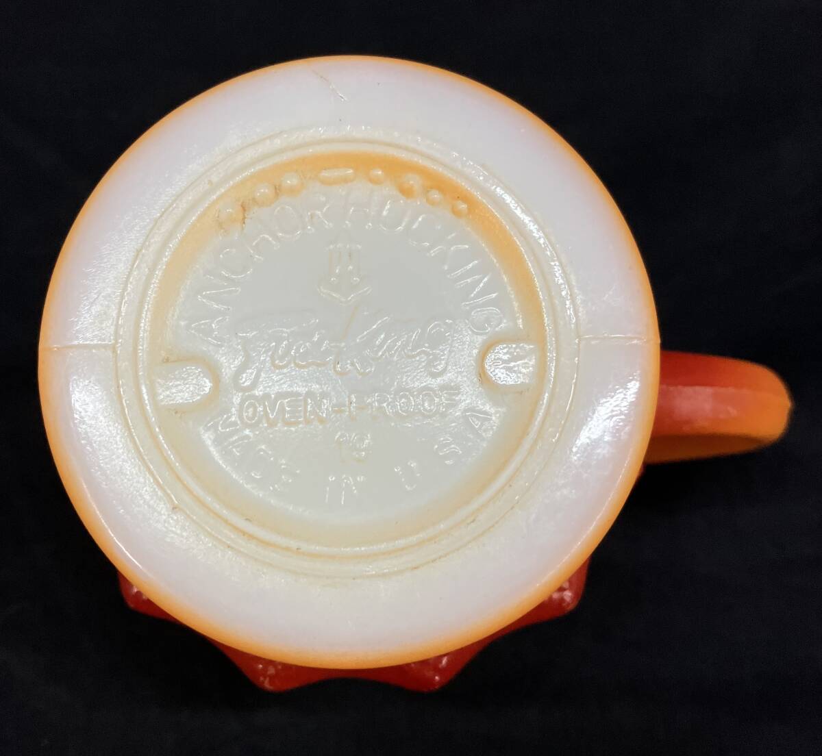 ジャンク Fire King ファイヤーキング Kimberly キンバリーマグ ミルクガラス オレンジ USA製 洋食器の画像4