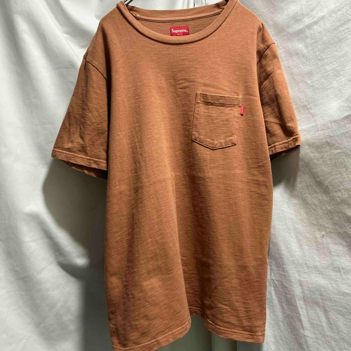 Supreme T shirt 半袖 Tシャツ 胸ポケット有 無地 ブラウン系 SIZE L シュプリーム 店舗受取可_画像1