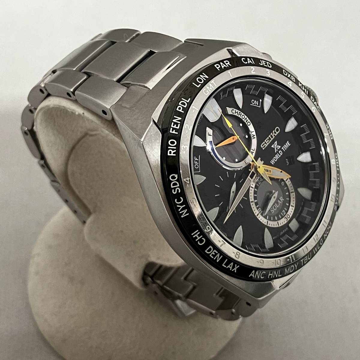 【ジャンク品】SEIKO セイコー プロスペックス ワールドタイム V195-0AB0 ソーラー腕時計 稼動品_画像3