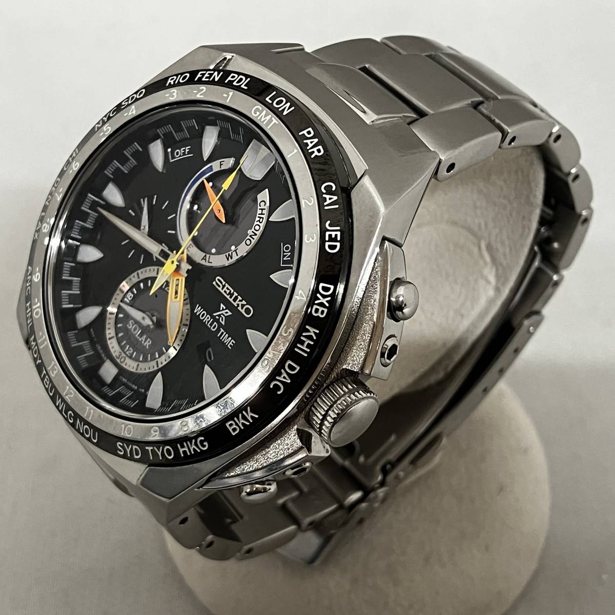 【ジャンク品】SEIKO セイコー プロスペックス ワールドタイム V195-0AB0 ソーラー腕時計 稼動品_画像4