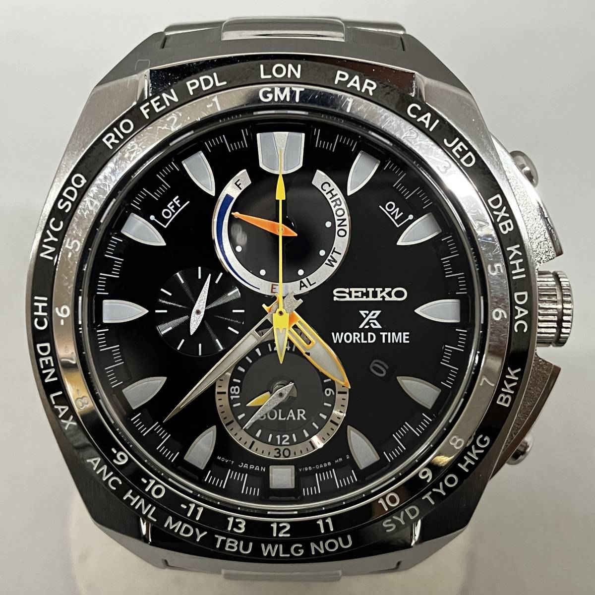 【ジャンク品】SEIKO セイコー プロスペックス ワールドタイム V195-0AB0 ソーラー腕時計 稼動品_画像1