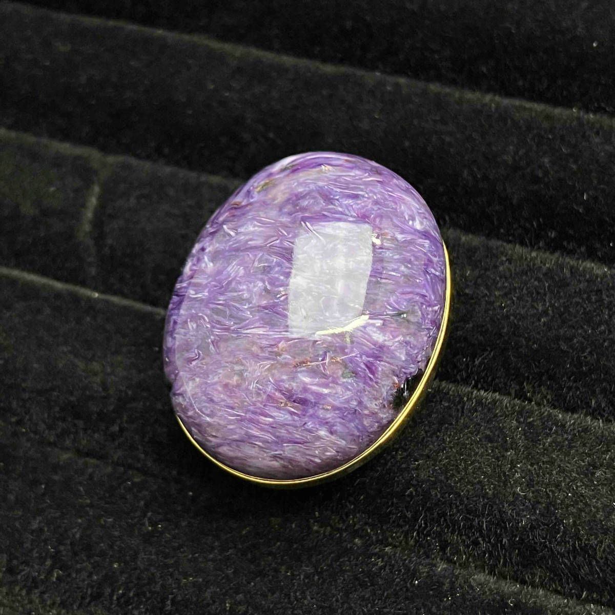 経典 K18 リング デザイン 50.00ct チャロアイト 天然 新品仕上済み 鑑別カード付 9号 存在感大 指輪 ゴールド イエロー 金 15.0g その他