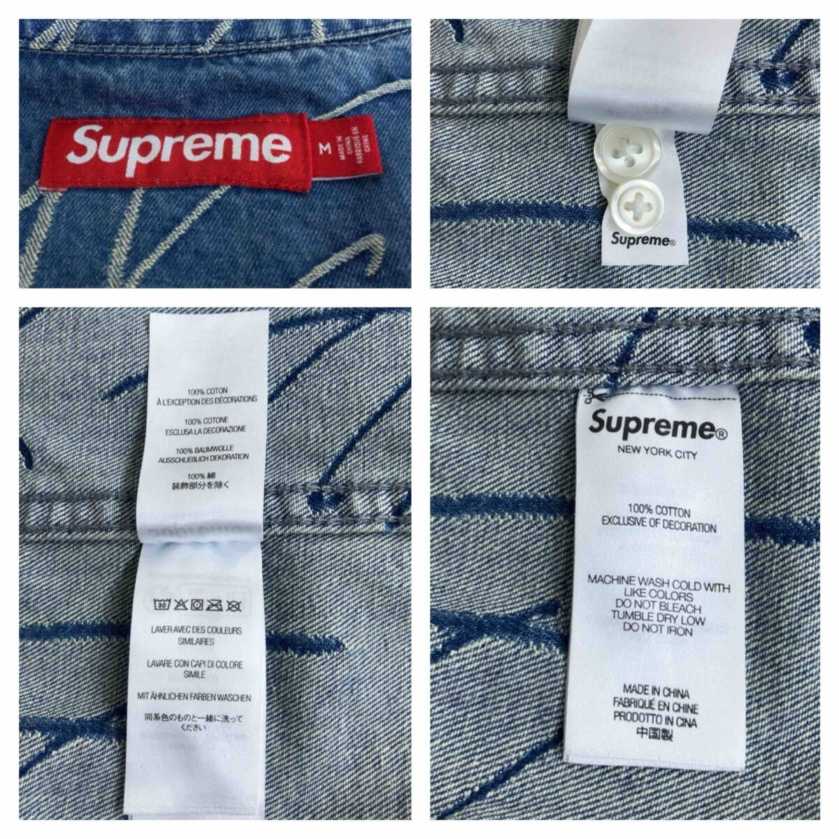 Supreme シュプリーム 23FW Handwriting Jacquard Denim Shirt ハンドライティング ジャガード デニムシャツ 長袖シャツ ブルー系 [M]_画像7