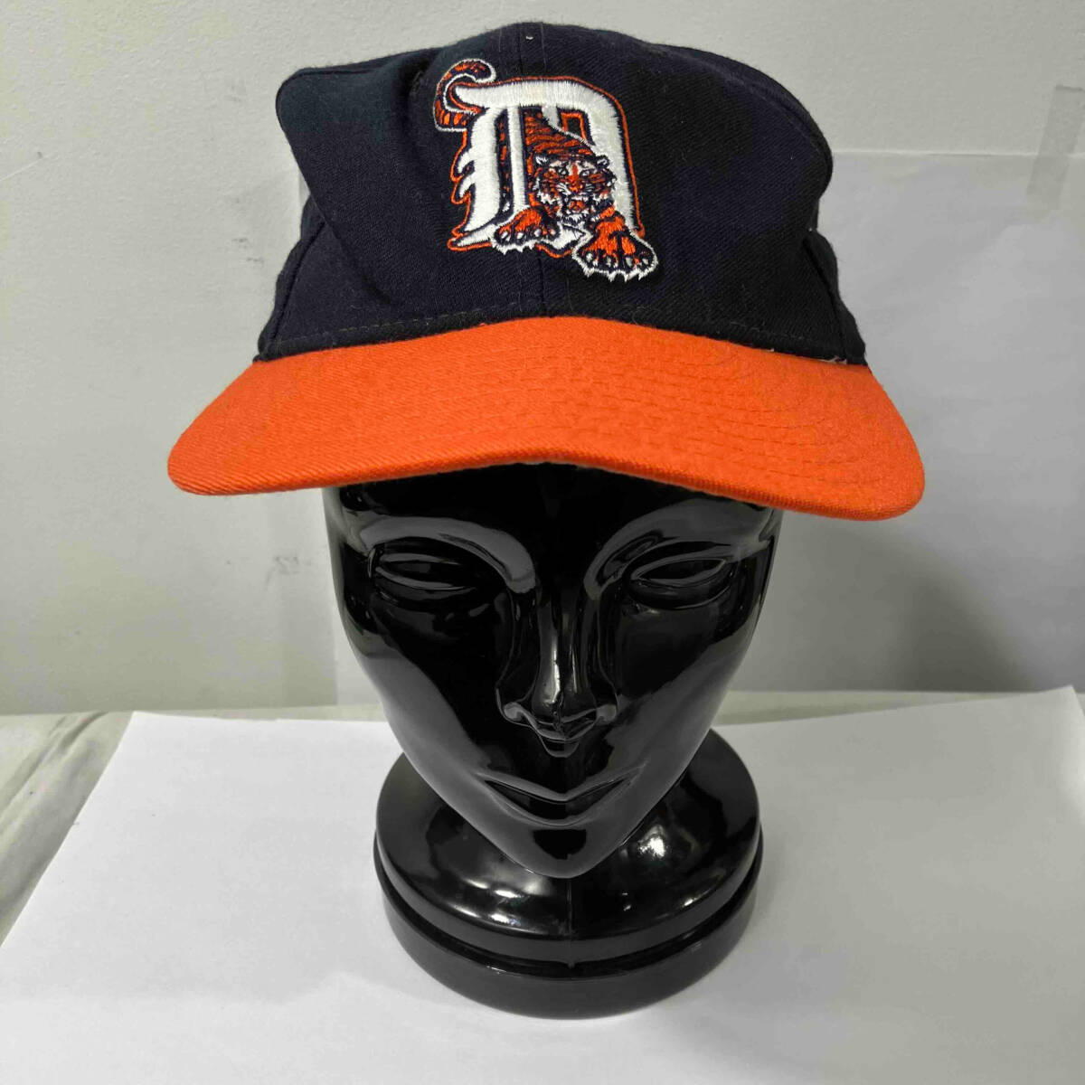 80〜90s NEW ERA VTG Detroit Tigers CAP デトロイトタイガース キャップ ネイビー×オレンジ USA製 7 3/8 ウール ニューエラ_画像2