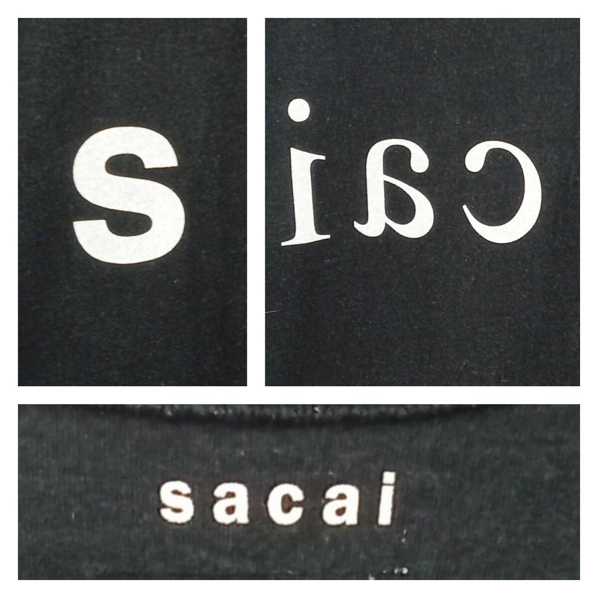 sacai サカイ 半袖Tシャツ 前後ロゴあり 22-0353S サイズL ブラック 通年_画像7